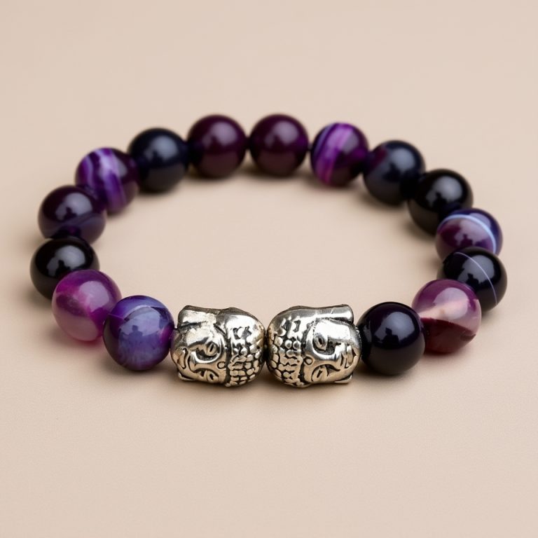 Buddha Agate Stone Wrist Mala Bracelet