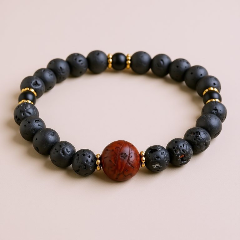 Lava Stone Wrist Mala for Emotional Balance