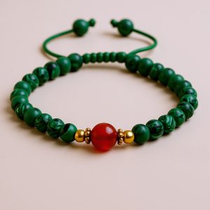 Carnelian Malachite Stone Wrist Mala