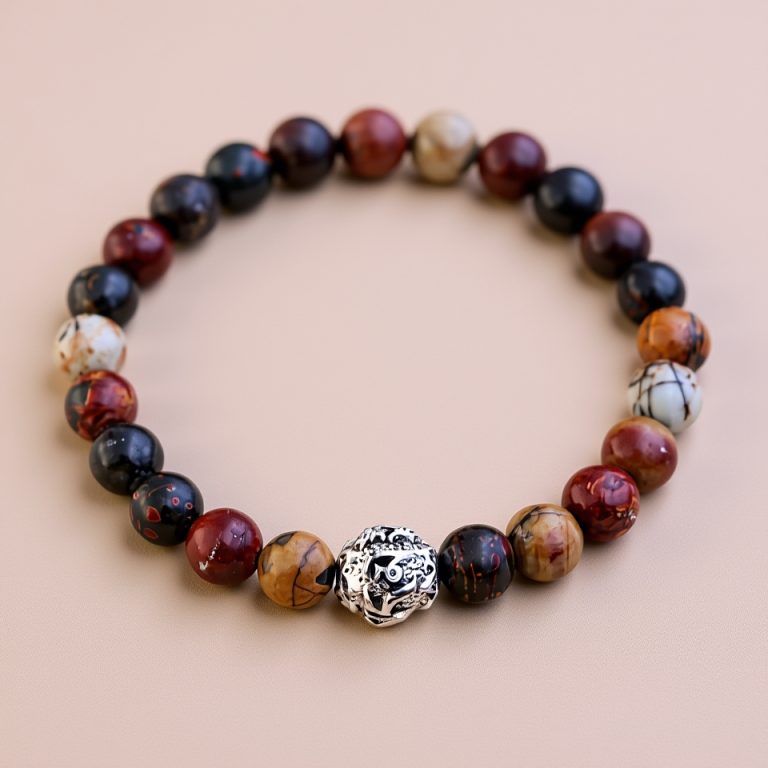 Jasper Stone Tibetan Mantra Wrist Mala Bracelet