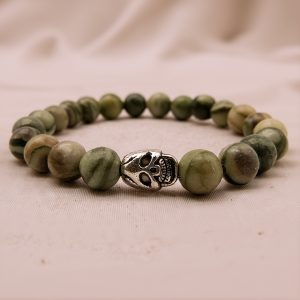 Jasper Stone Mala with Skull Bead