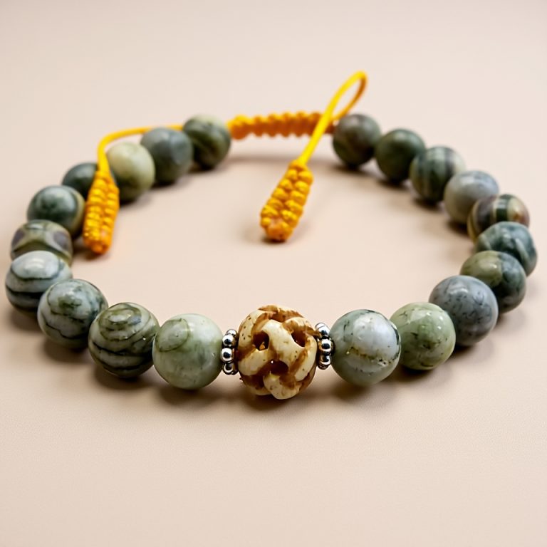 Jasper Wrist Mala with Yak Bone Bead