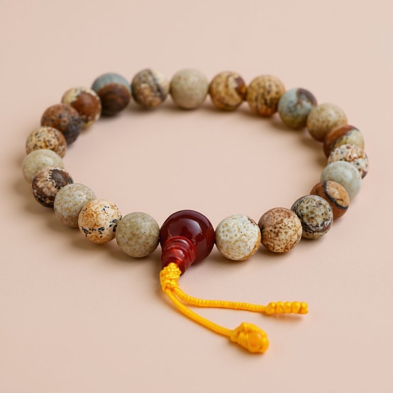 Jasper Stone Wrist Mala for Spiritual Strength