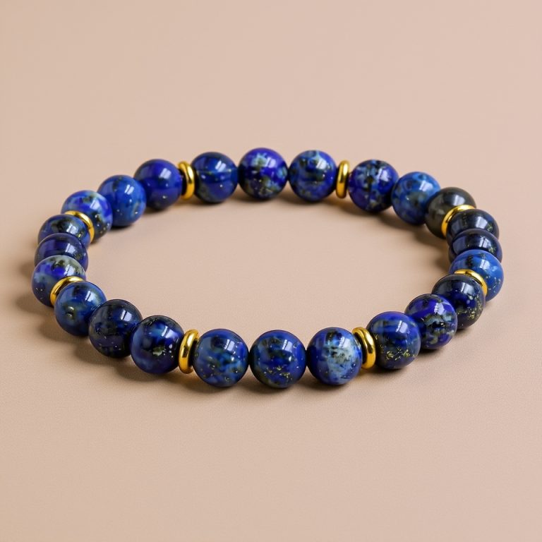 Lapis Lazuli Wrist Mala with Metal Rings