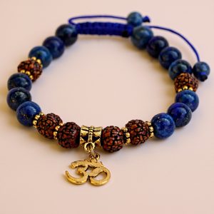 Lapis Lazuli Wrist Mala with Om Charm