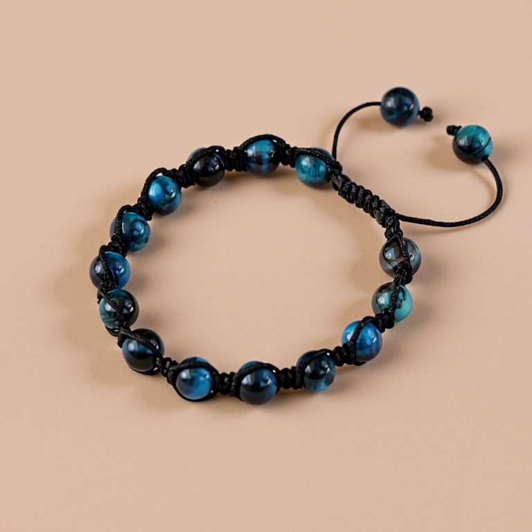 Light Blue Tiger Eye Stone Wrist Mala