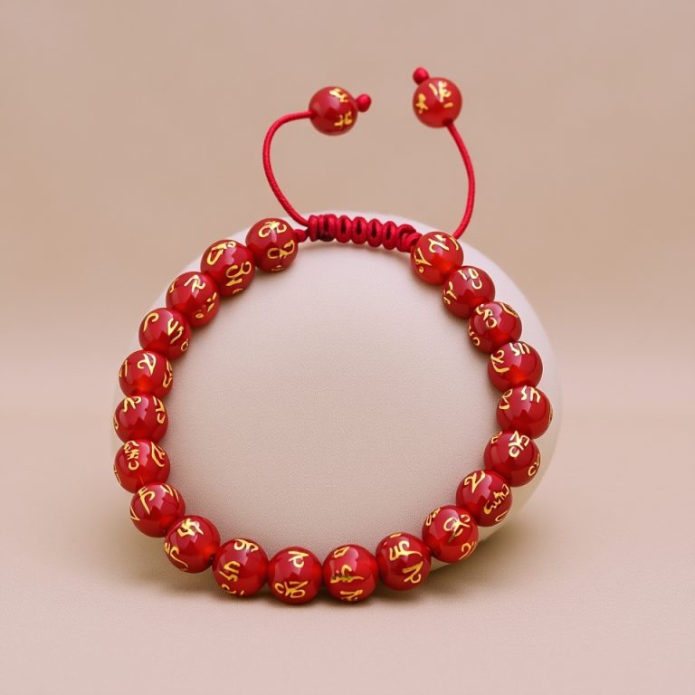 Mantra Carved Carnelian Wrist Mala
