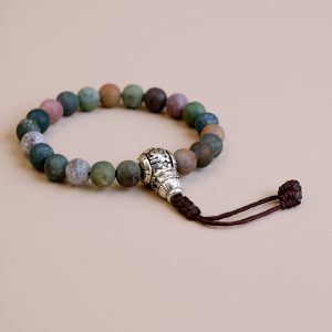 Matte Bloodstone Tibetan Mantra Bead Wrist Mala