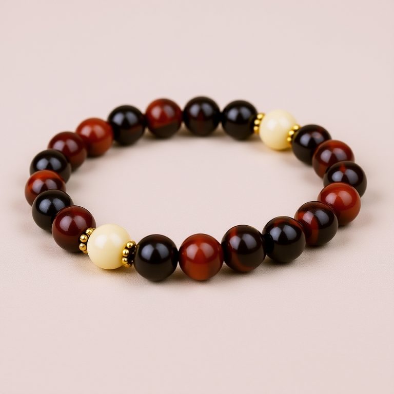 Red Tiger Eye Wrist Mala with Stretchy String
