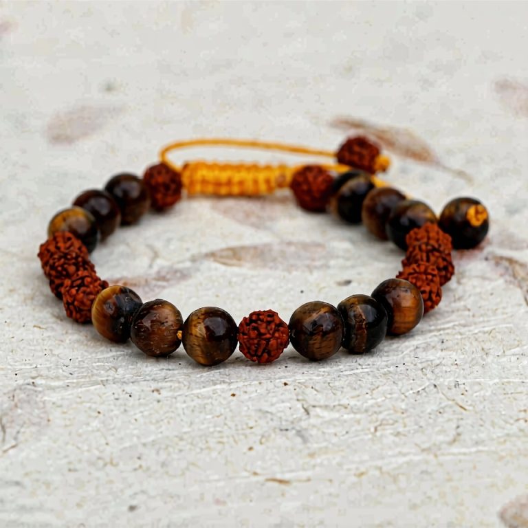 Rudraksha and Tiger Eye Protective Wrist Mala