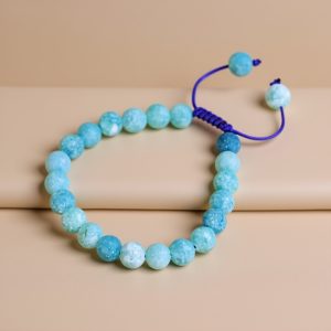 Matte Blue Aquamarine Adjustable Wrist Mala