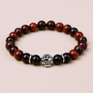 Tibetan Mala with Obsidian & Red Tiger Eye