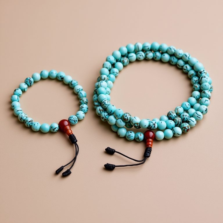 Turquoise Prayer Mala and Bracelet Set
