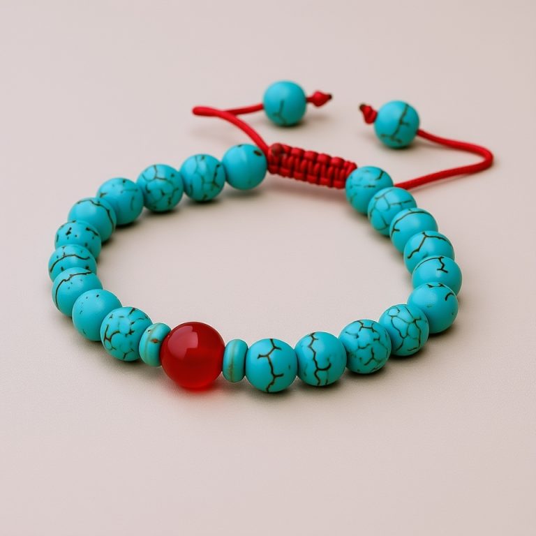 Turquoise Wrist Mala with Carnelian Spacers