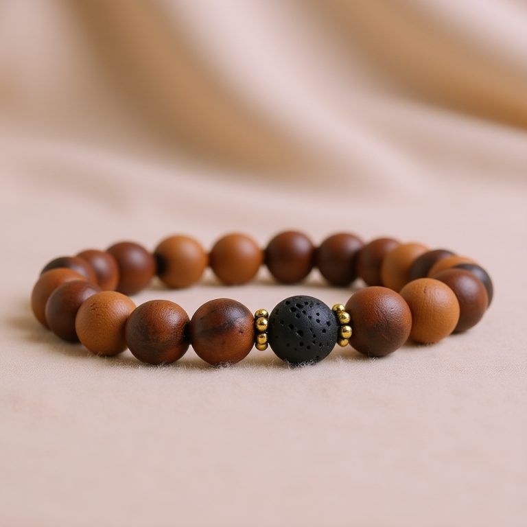 Bayong Wood and Lava Stone Wrist Mala