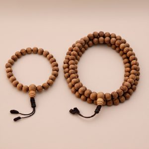 Dark Brown Sandalwood Japa Mala & Bracelet Set