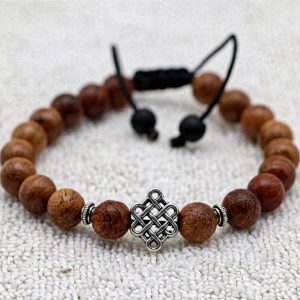 Endless Knot Bayong Wood Wrist Mala