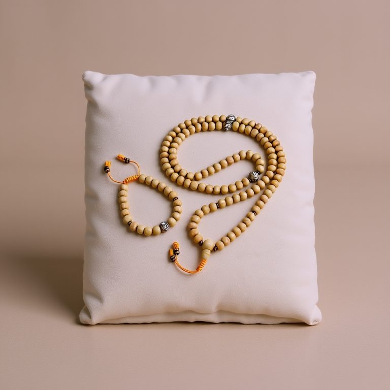 Raw Sandalwood Japa Mala and Bracelet Set