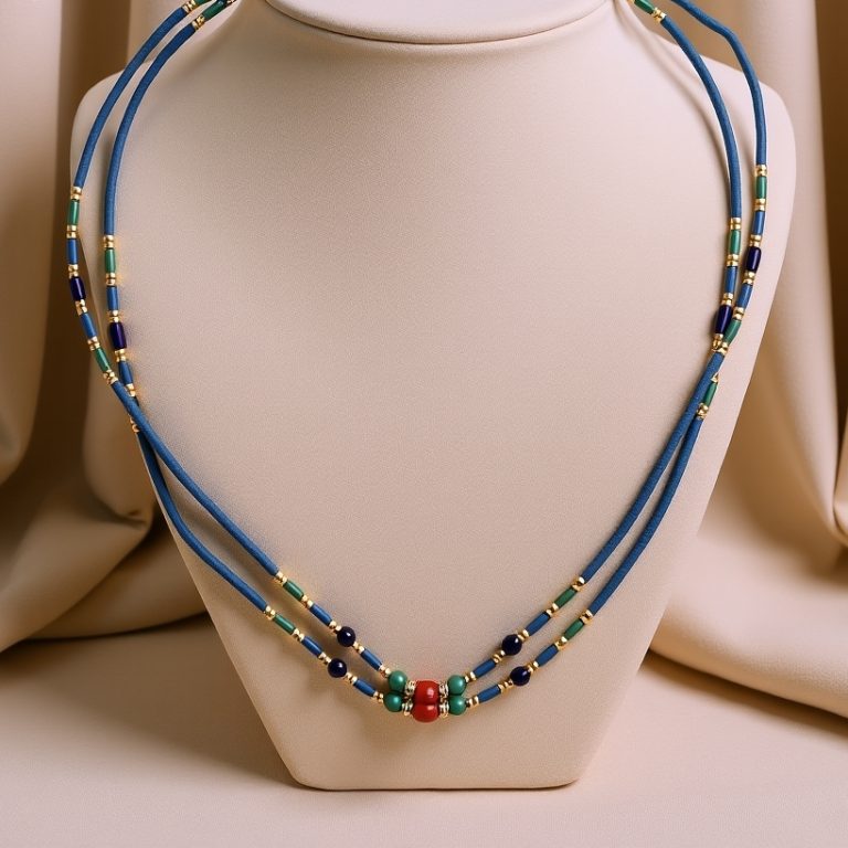Inlaid Turquoise Coral White Metal Pendant Necklace