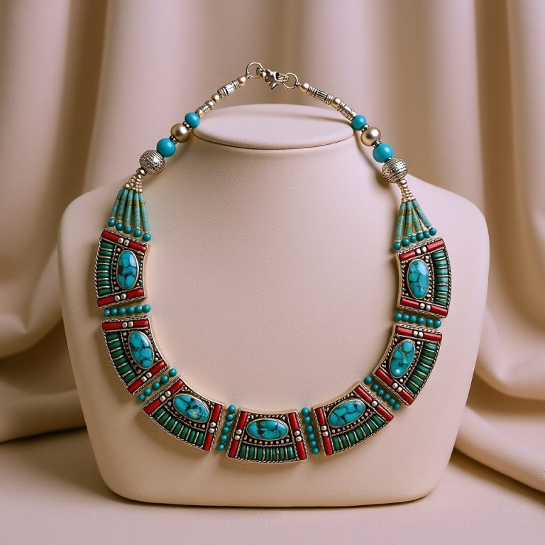 Spiritual White Metal Inlaid Stone Necklace