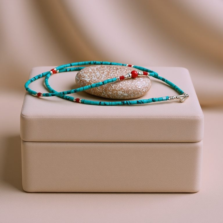 Tiny Coral and Turquoise Beaded Necklace