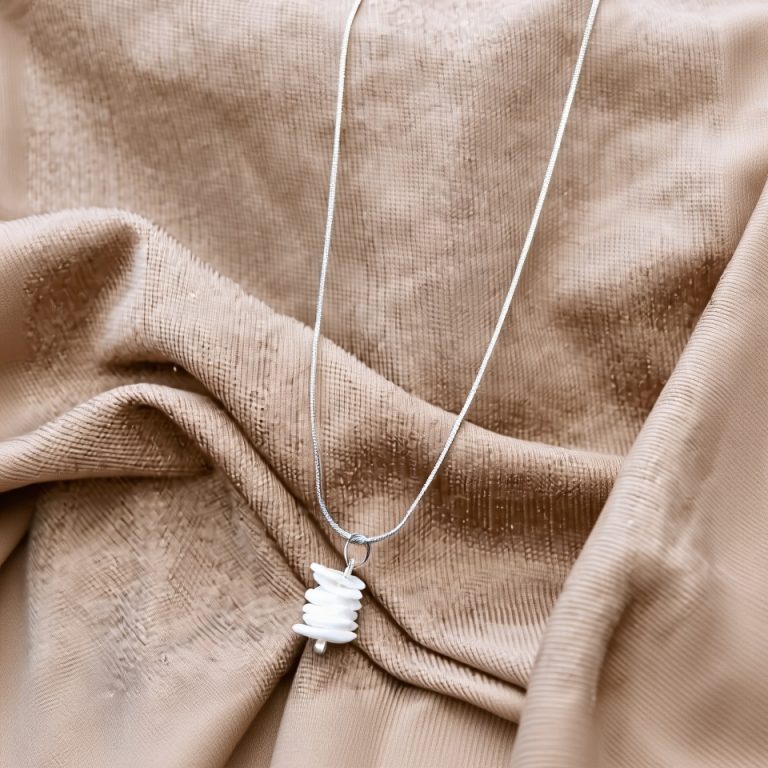 Conch Shell Bead Necklace with Mantra