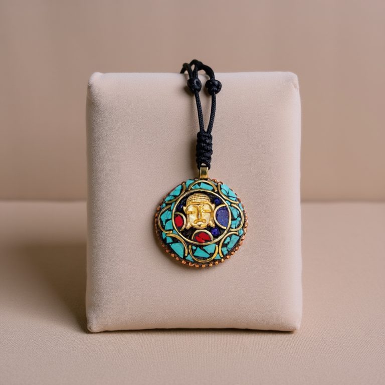 Lapis Buddha Head Pendant Necklace