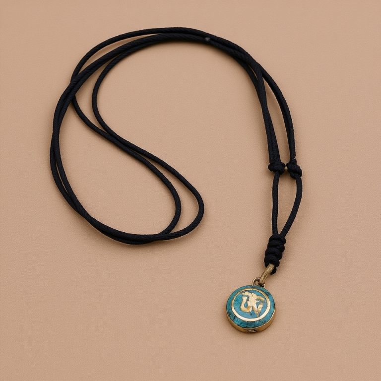 Lapis Lazuli Om Carved Pendant Necklace