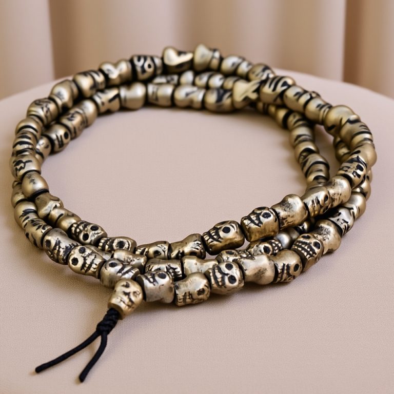 Brass Skull Japa Mala for Inner Peace