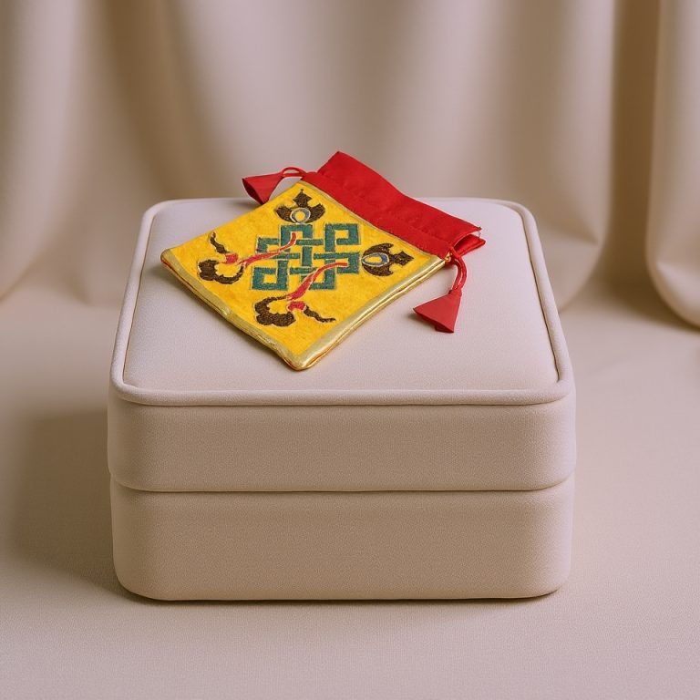 Endless Knot Embroidered Cotton Mala Bag