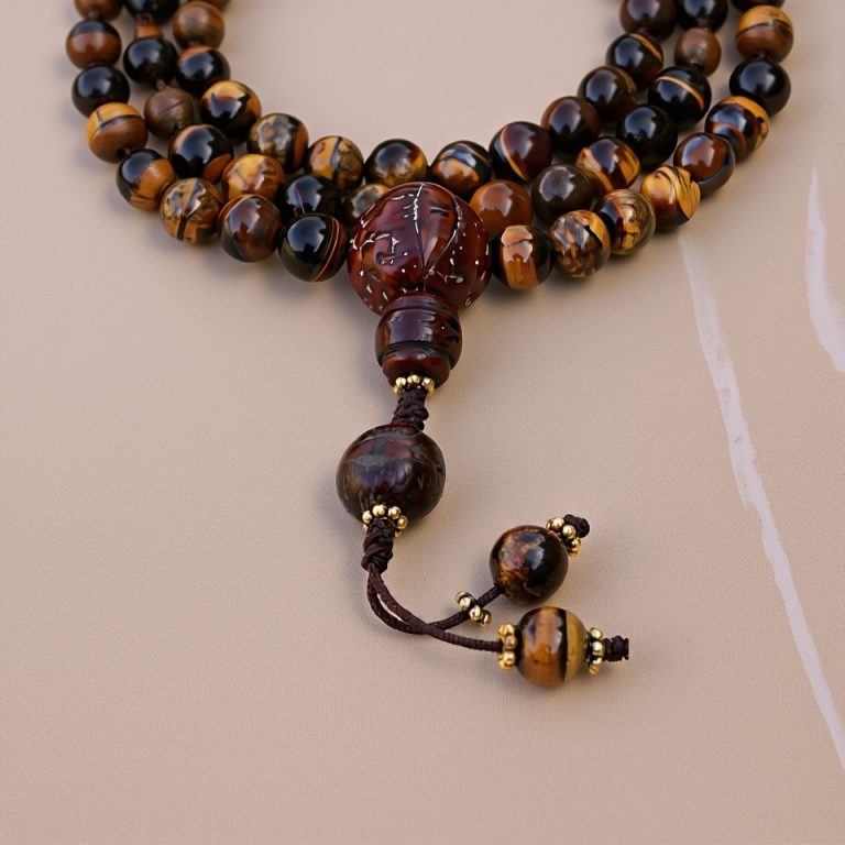 Bodhi Tiger Eye Stone Prayer Mala