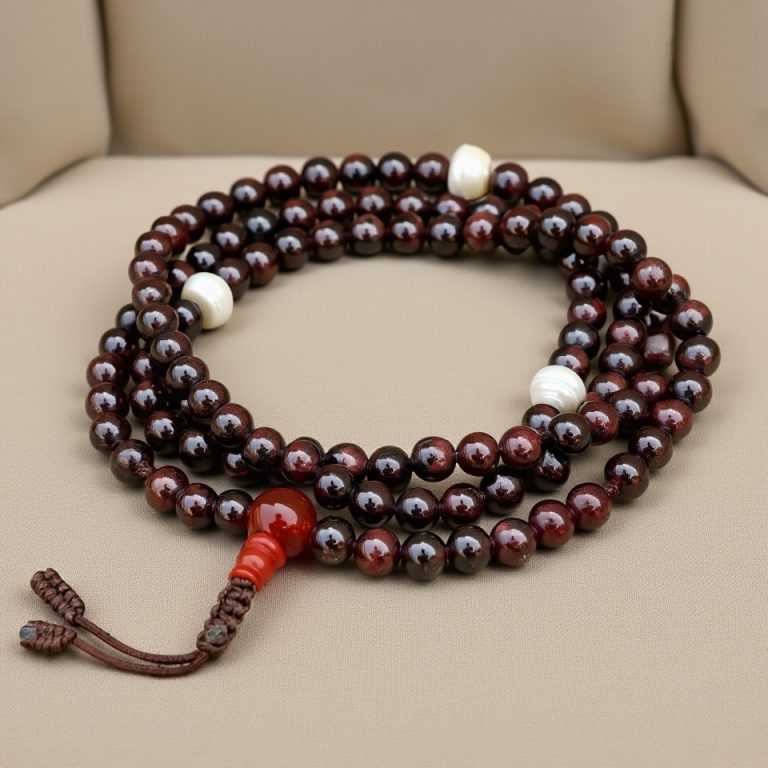 Dark Brown Carnelian Garnet Meditation Mala