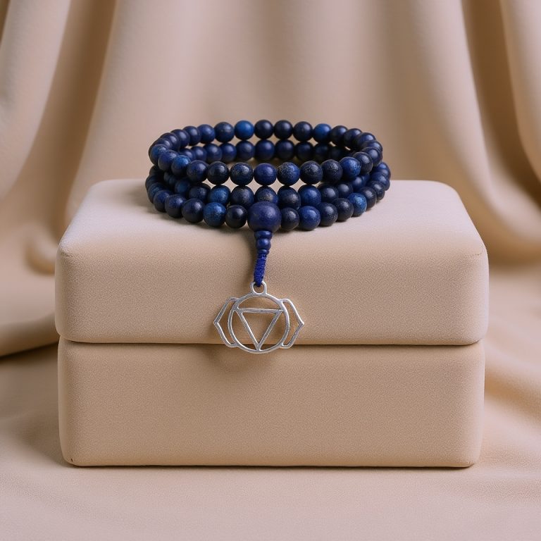 Lapis Lazuli Japa Mala with Third Eye Chakra