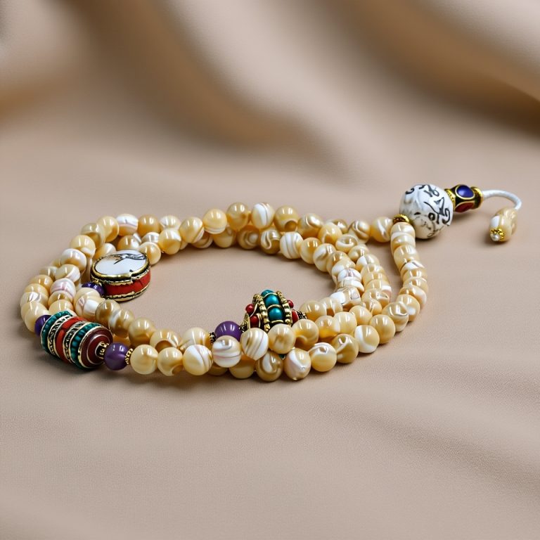 Mother of Pearl Buddha Eye Conch Shell Mala
