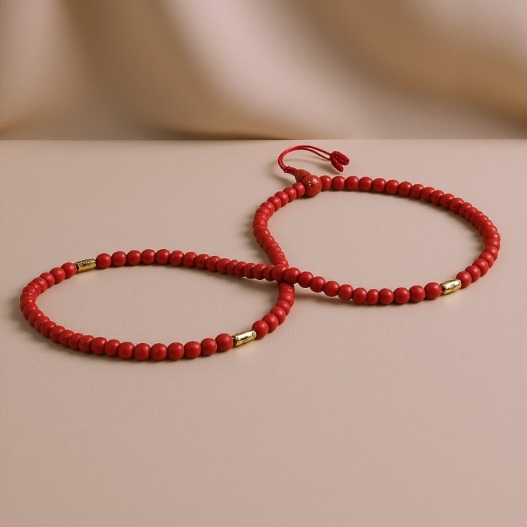 Red Howlite Mala with Double Dorjee Pendant