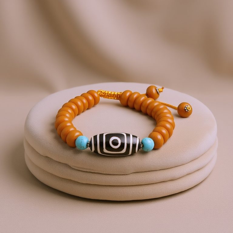 Dzi Bead Amber Wrist Mala