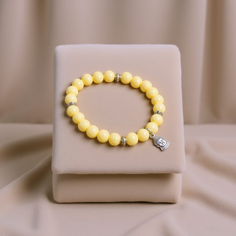 Resin Ambar Wrist Mala with Buddha Charm