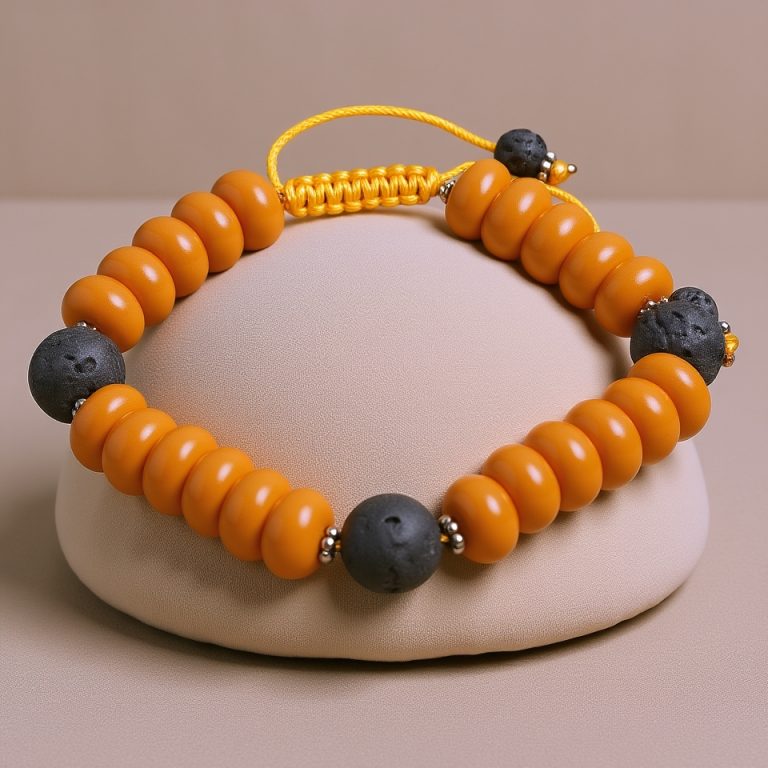 Resin Ambar Mala with Lava Stone Spacer