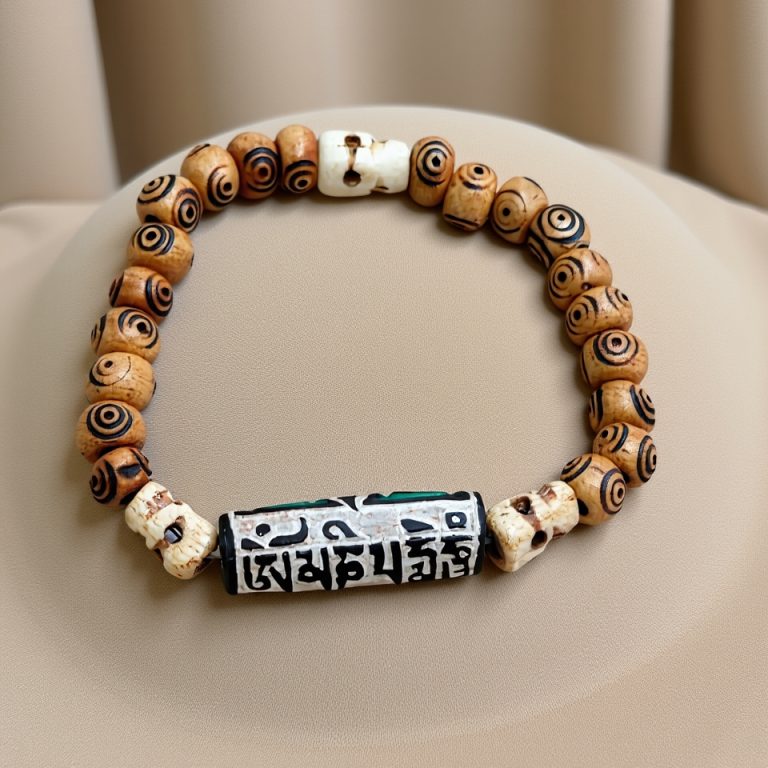 Buddha Eye Yak Bone Wrist Mala