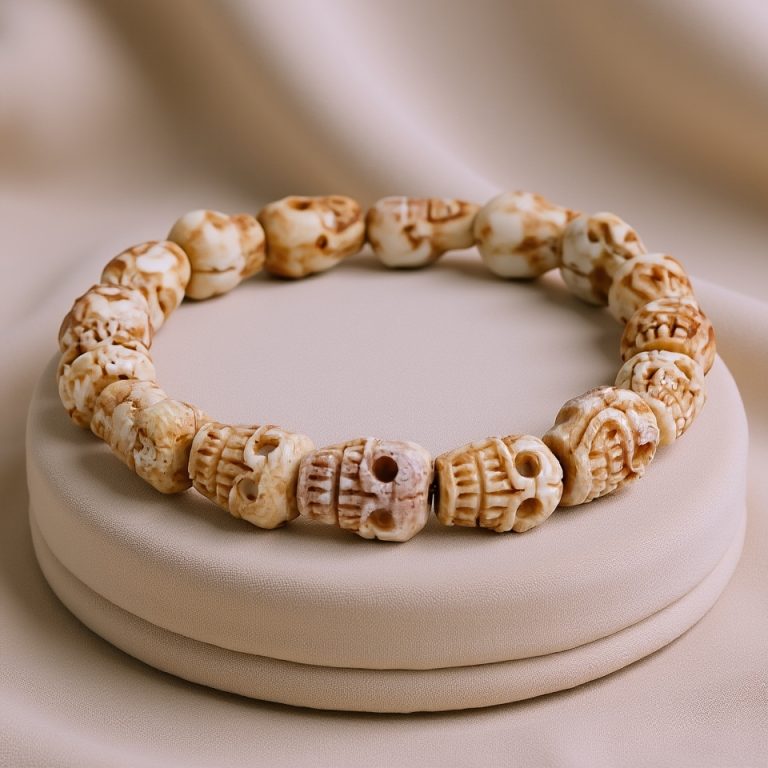 Yak Bone Skull Wrist Mala Bracelet