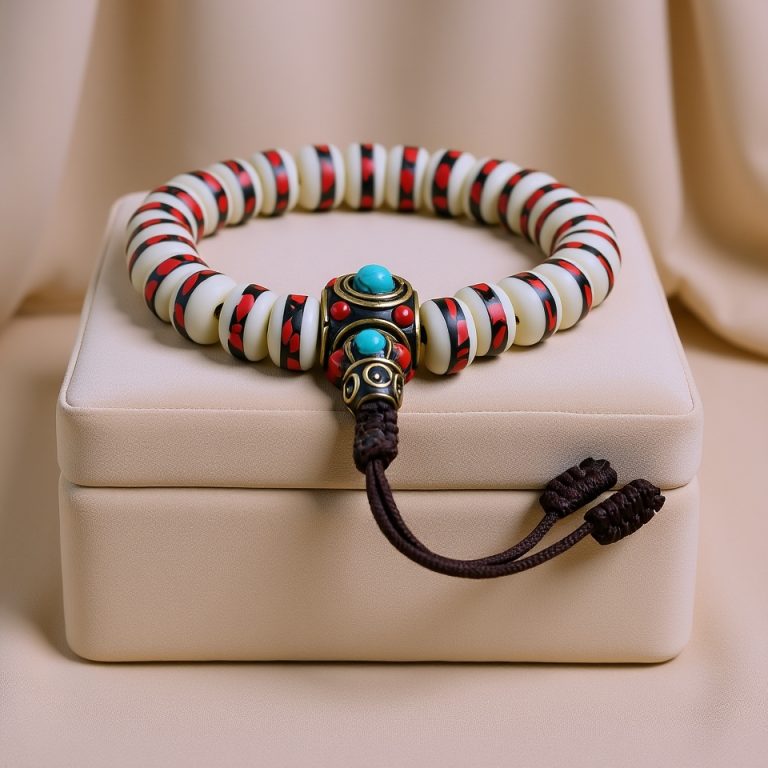 Yak Bone Wrist Mala with Brass Bead