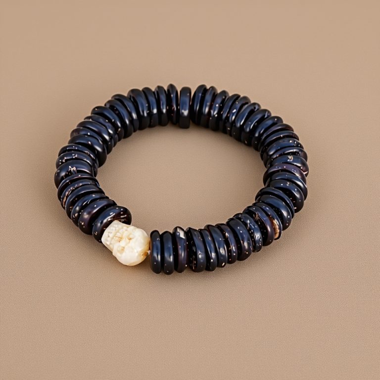 Tibetan Dark Yak Bone Skull Bead Mala