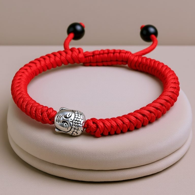 Red Buddha Hand Knotted Wrist Mala