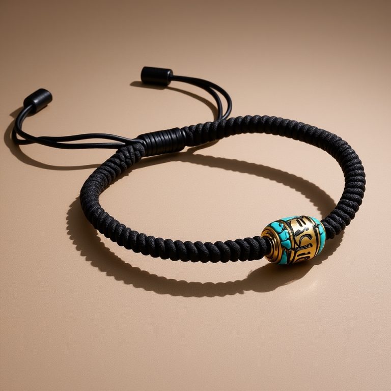 Hand-Knotted Wrist Mala with Brass Spacer