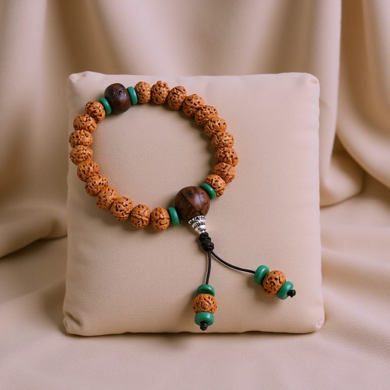 5 Faces Rudraksha Seed Mala with Bodhi Spacers