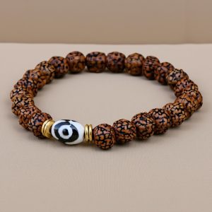 Rudraksha Dzi Bead Wrist Mala for Spiritual Growth