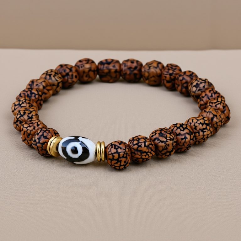 Rudraksha Dzi Bead Wrist Mala for Spiritual Growth