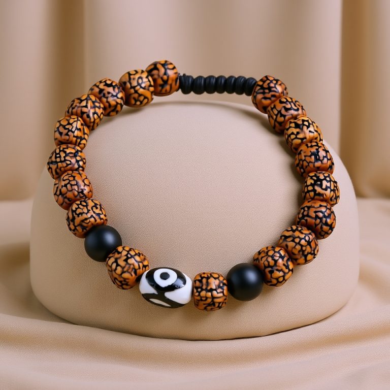 Dzi & Rudraksha Seed Mala with Onyx Stone