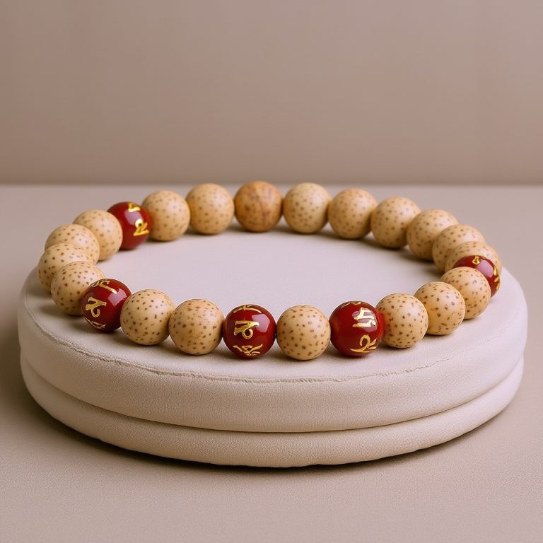 Lotus Seed Mala with Carnelian Stone