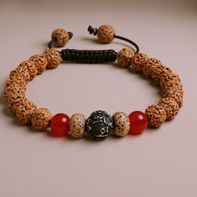 Tibetan 5 Faces Rudraksha Seed Wrist Mala